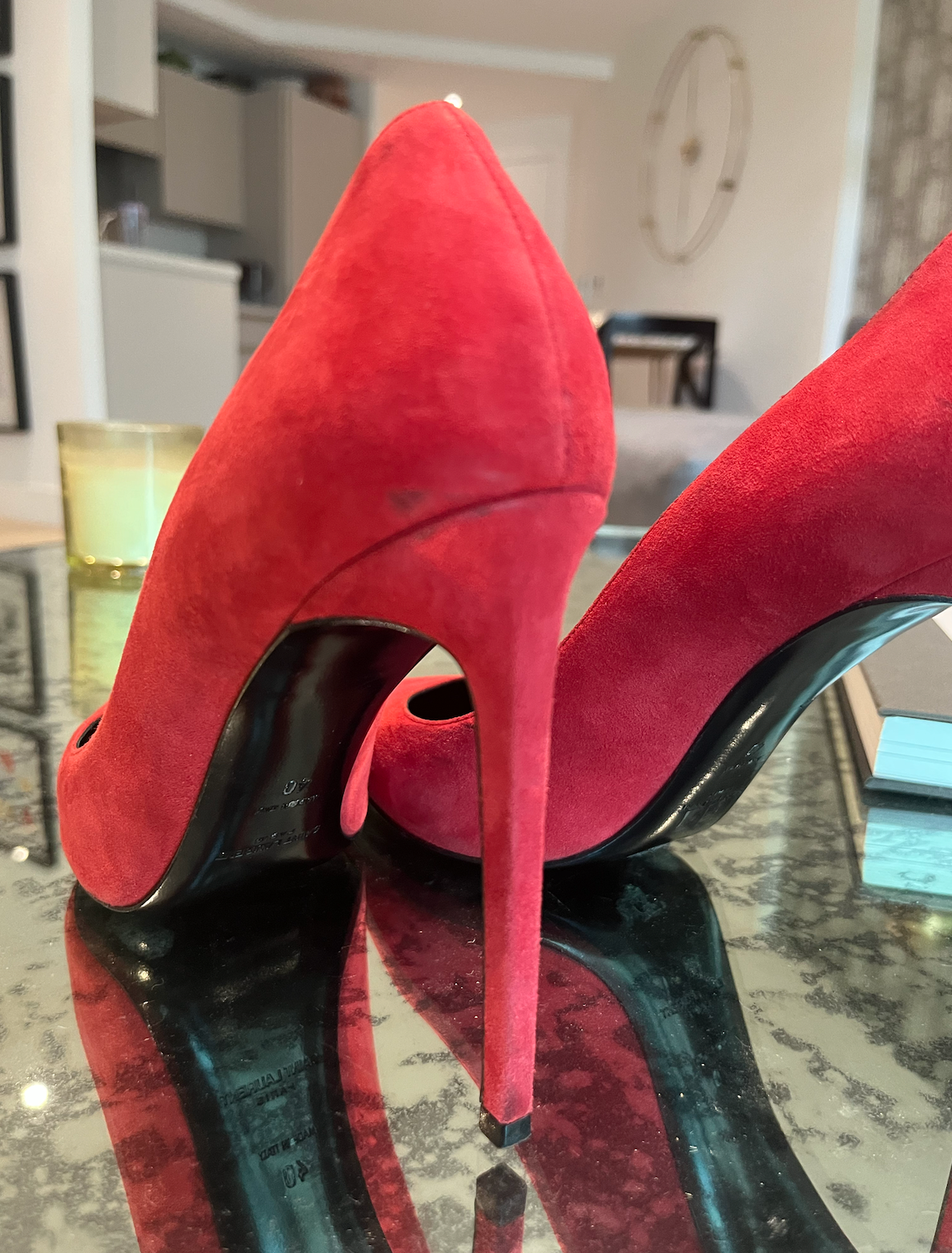 Red Suede Pointed Toe Pumps