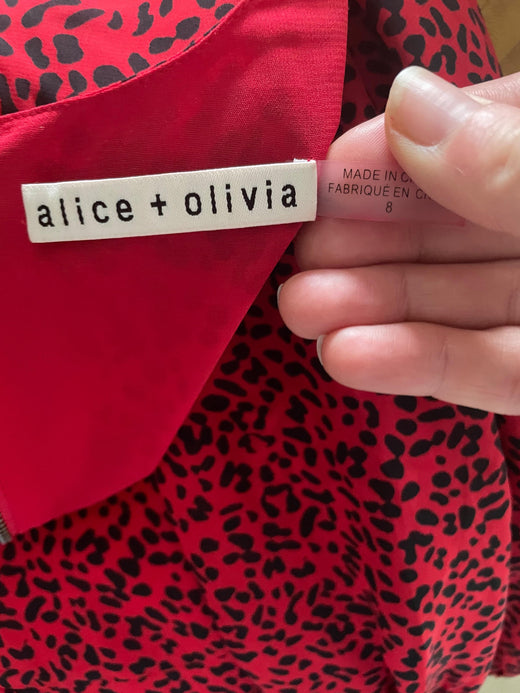 Red animal-print short dress