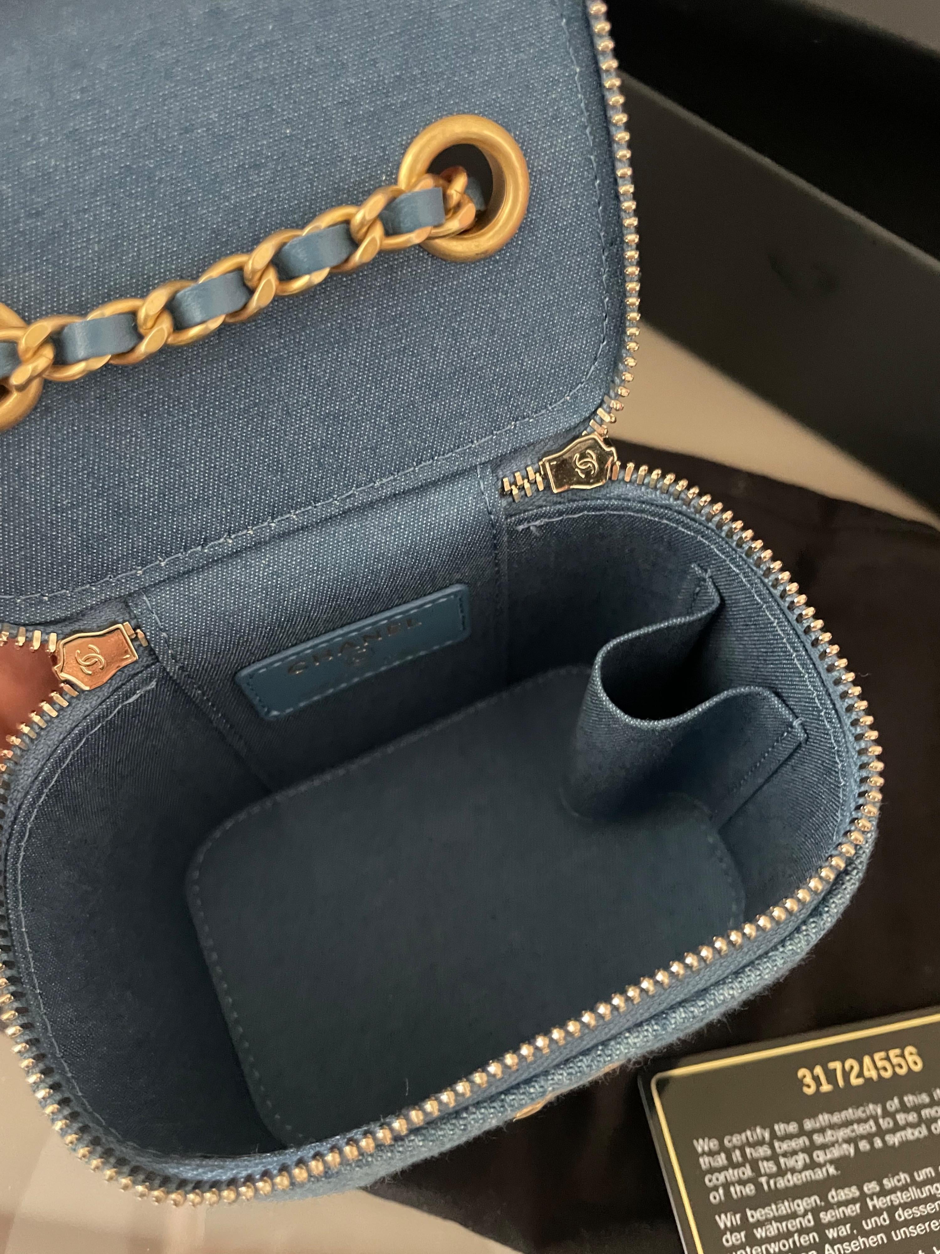 Chanel Blue Denim Coco Crush Vanity Bag