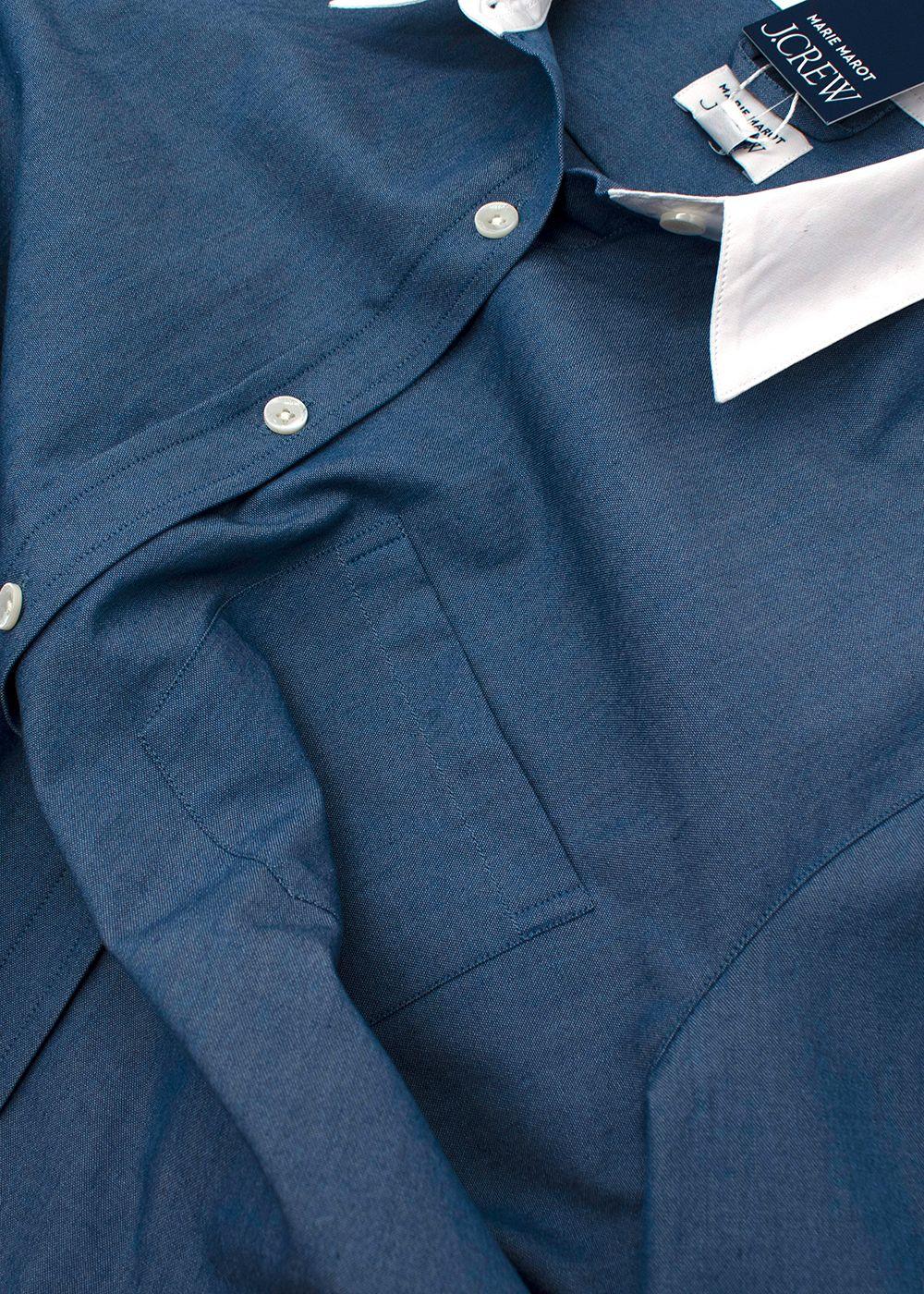Navy White Collar  Shirt