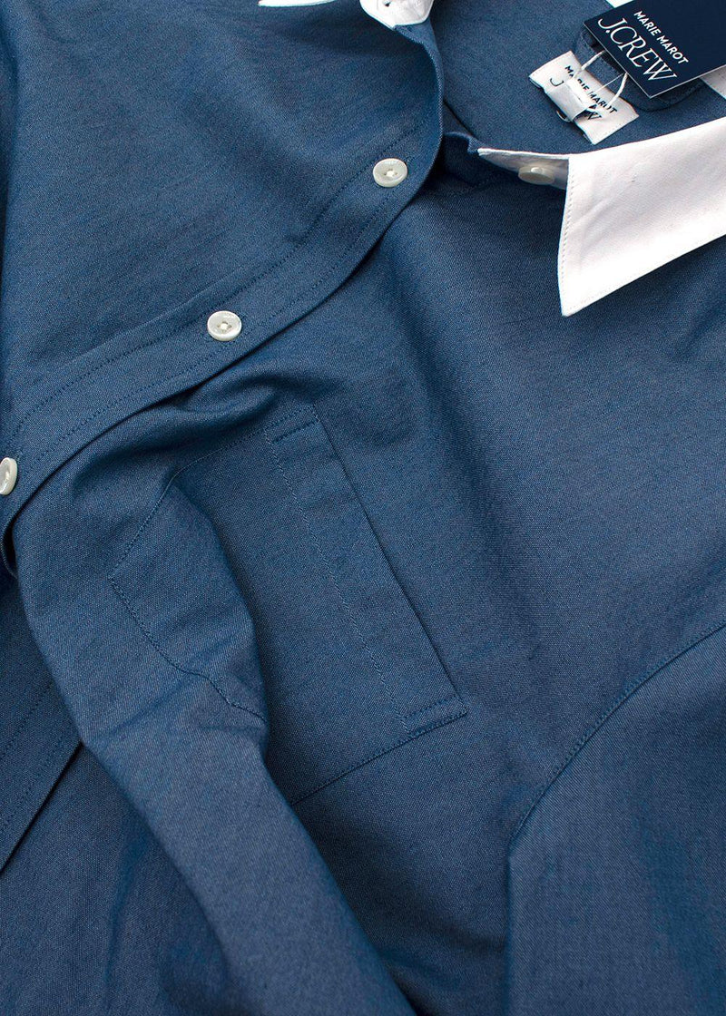 Navy White Collar  Shirt