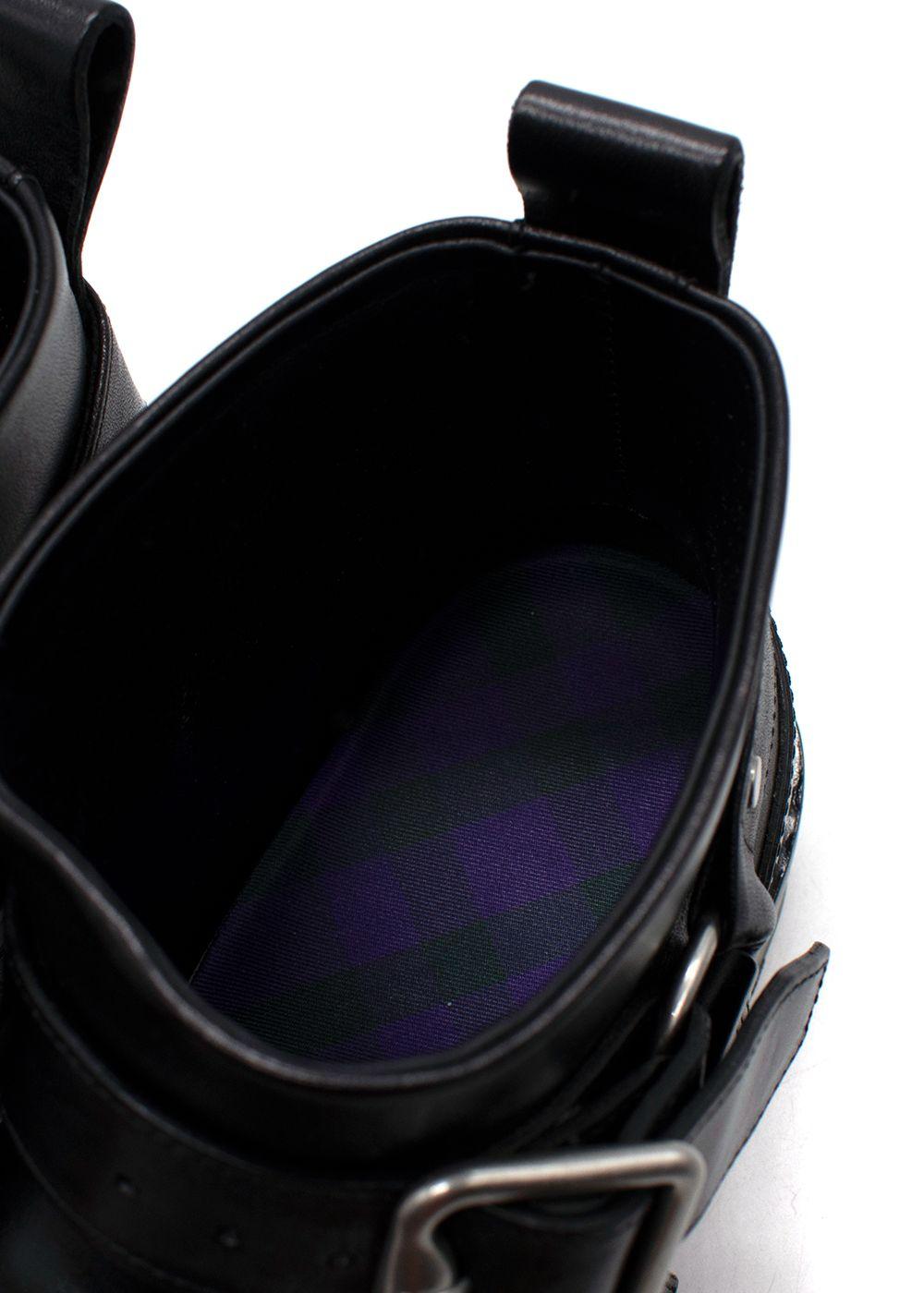 Burberry Black Multi-strap Leather Buckle Biker Boots