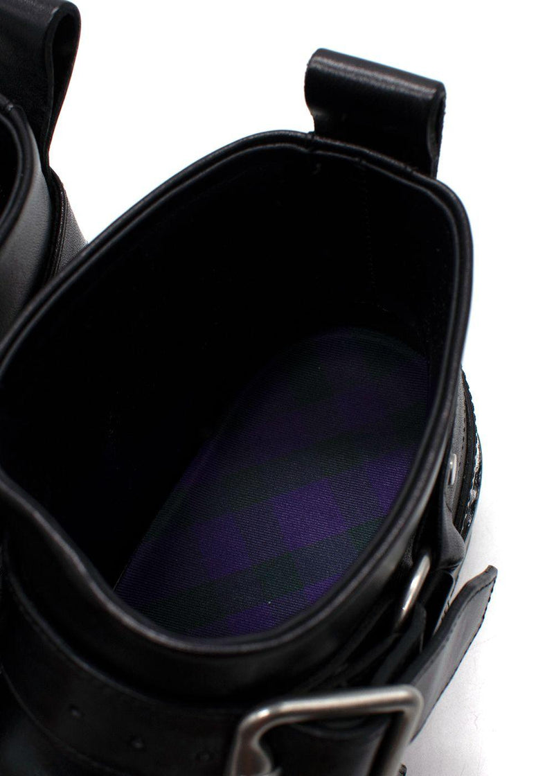 Burberry Black Multi-strap Leather Buckle Biker Boots