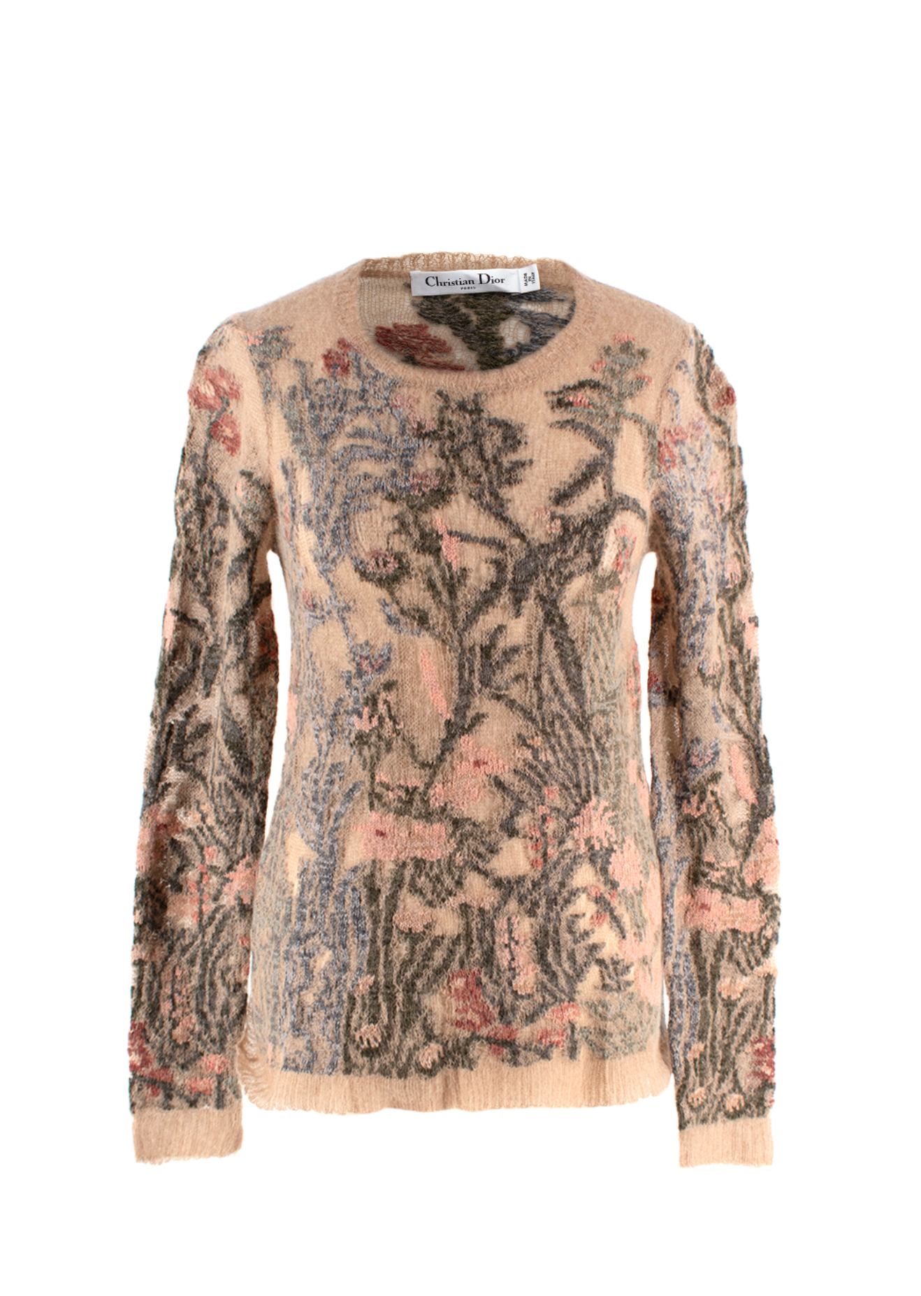 Dior  Beige Floral Mohair Blend Jumper