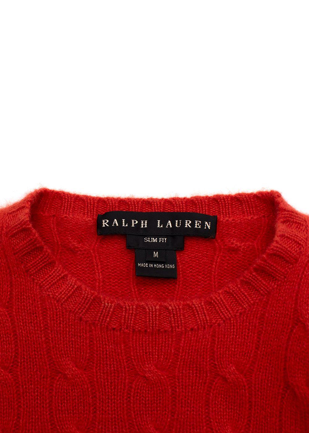 Ralph Lauren Orange Cable Knit Cashmere Jumper