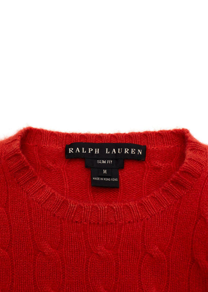 Ralph Lauren Orange Cable Knit Cashmere Jumper