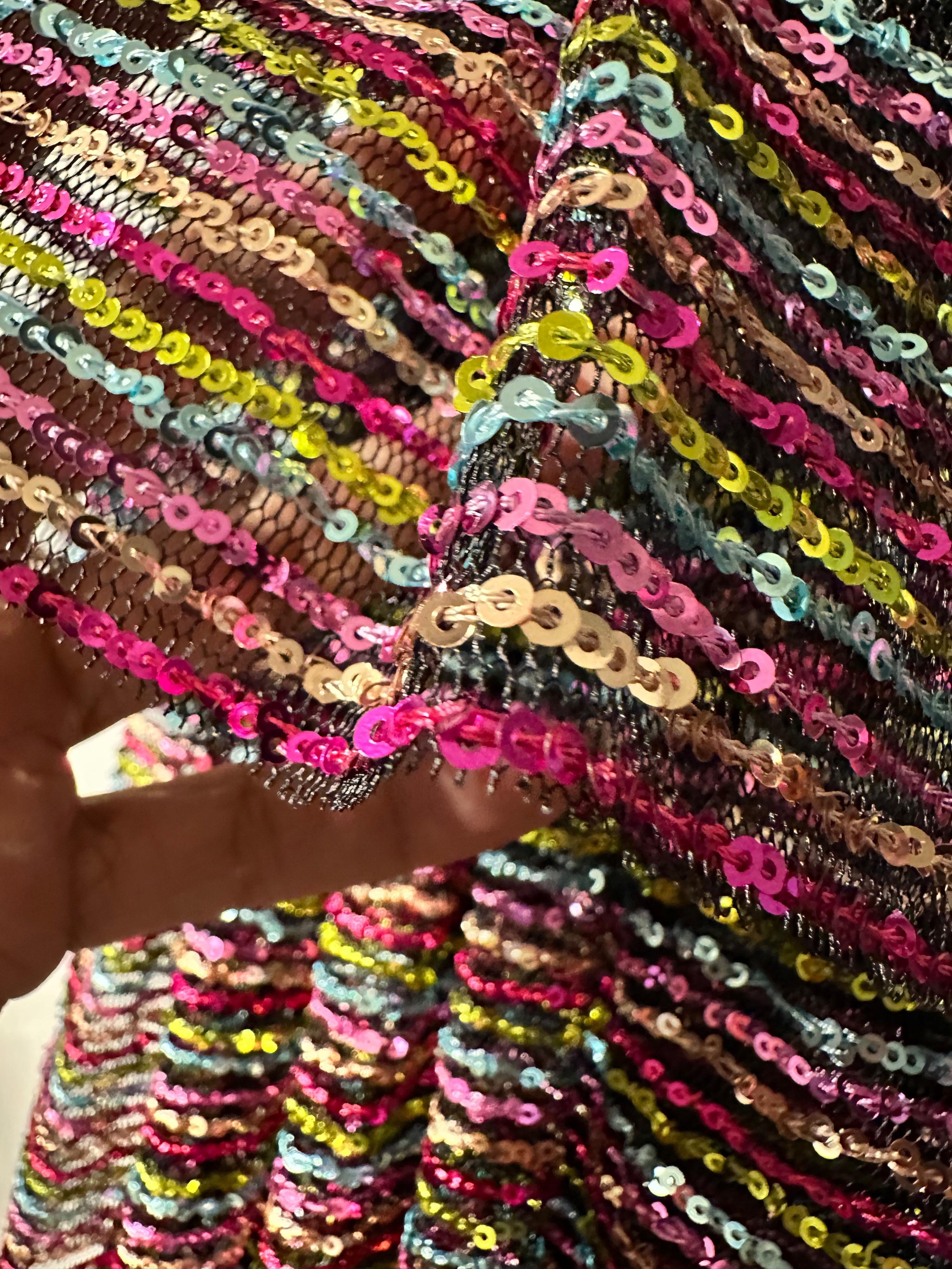 Red Valentino Multicoloured Sequin Tiered Mini Dress