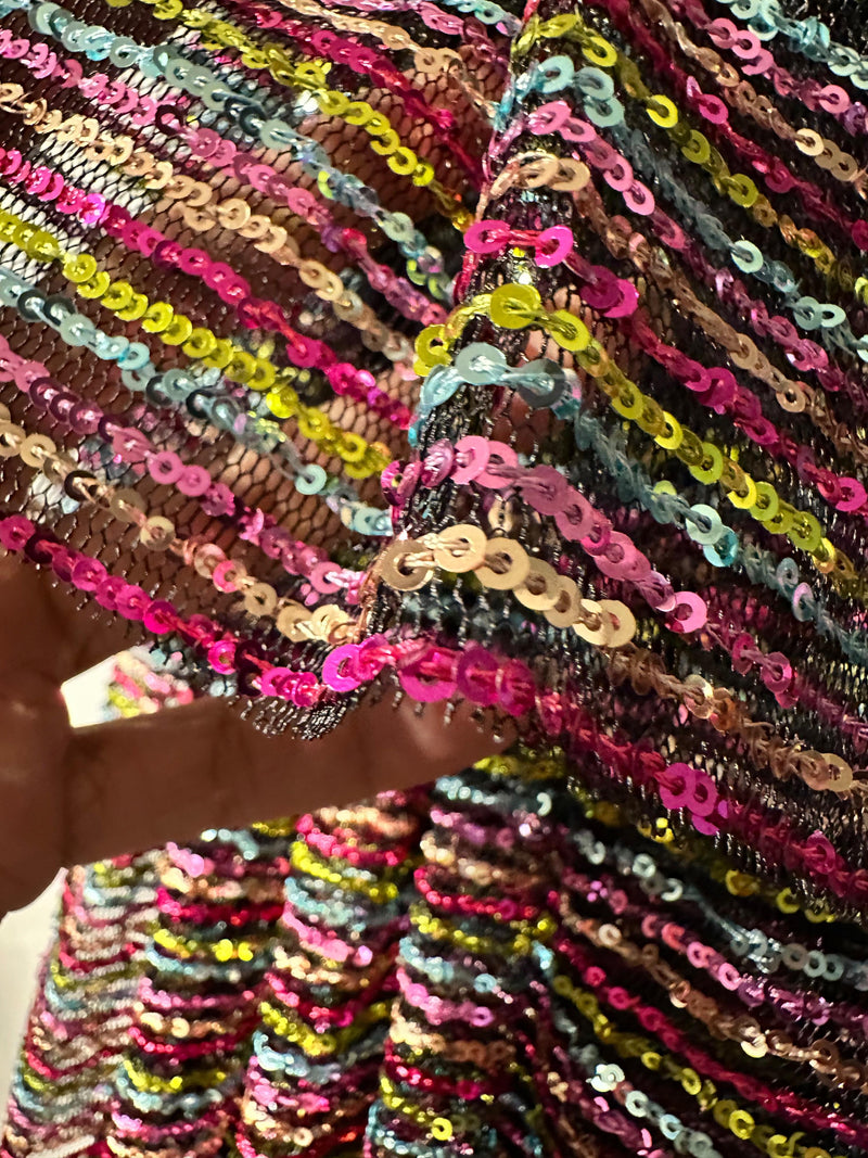 Red Valentino Multicoloured Sequin Tiered Mini Dress