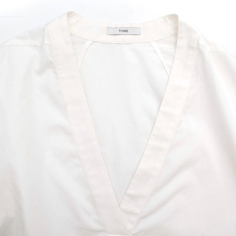 Tome White V-neck Long Sleeve Shirt