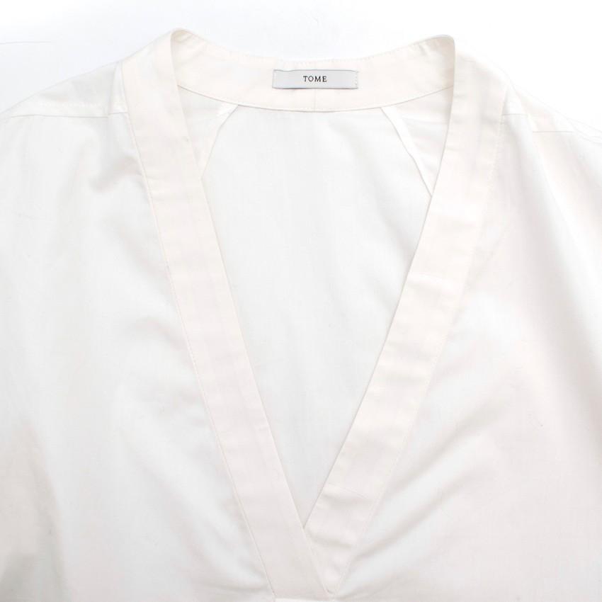 Tome White V-neck Long Sleeve Shirt