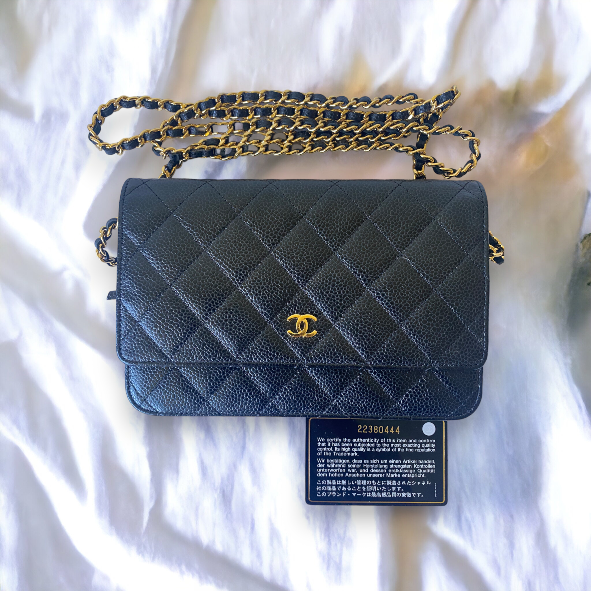 Caviar Quilted Wallet On Chain