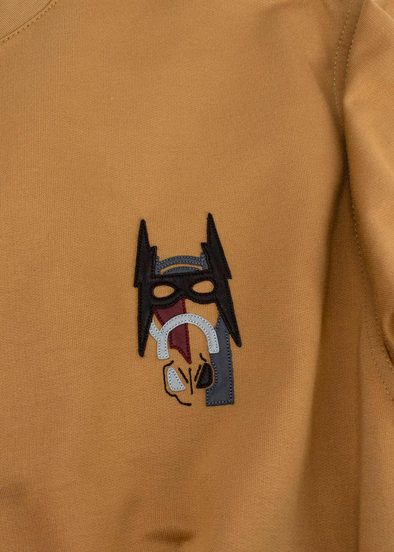 Hermes Mustard Cotton  T-Shirt with Leather Patch