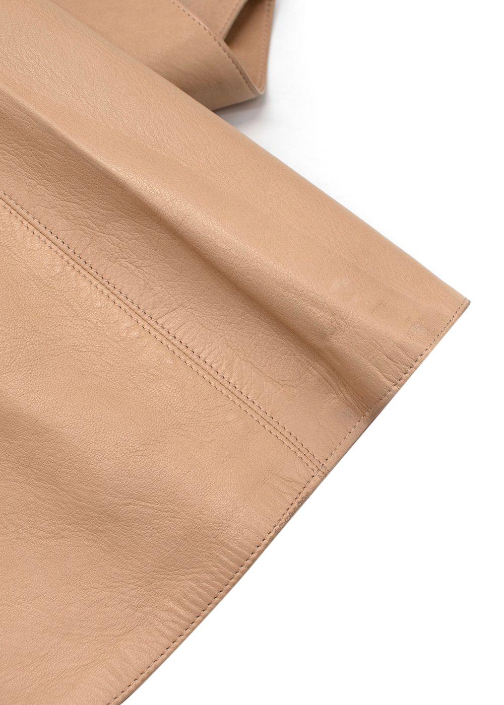 Nude Leather Sleeveless Shift Dress