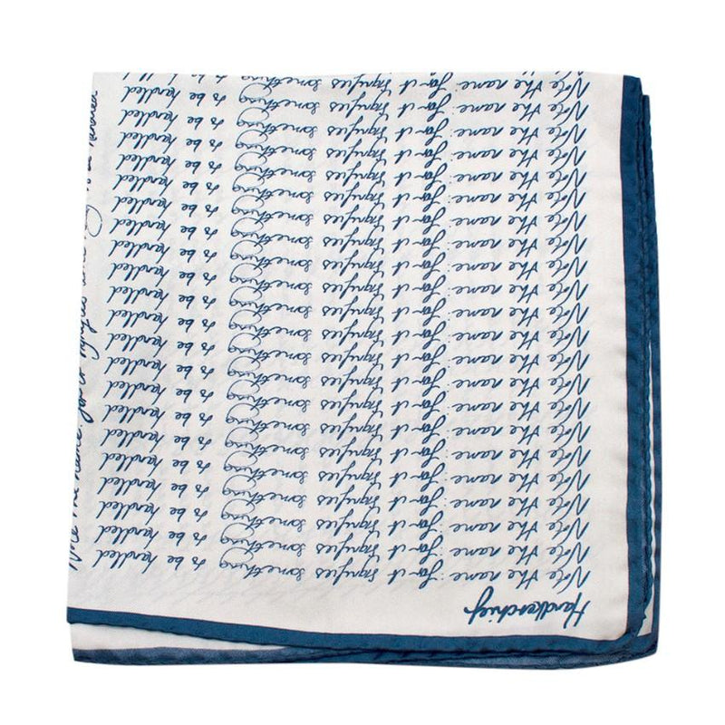 Bespoke Blue & White 'Note The Name' Handkerchief