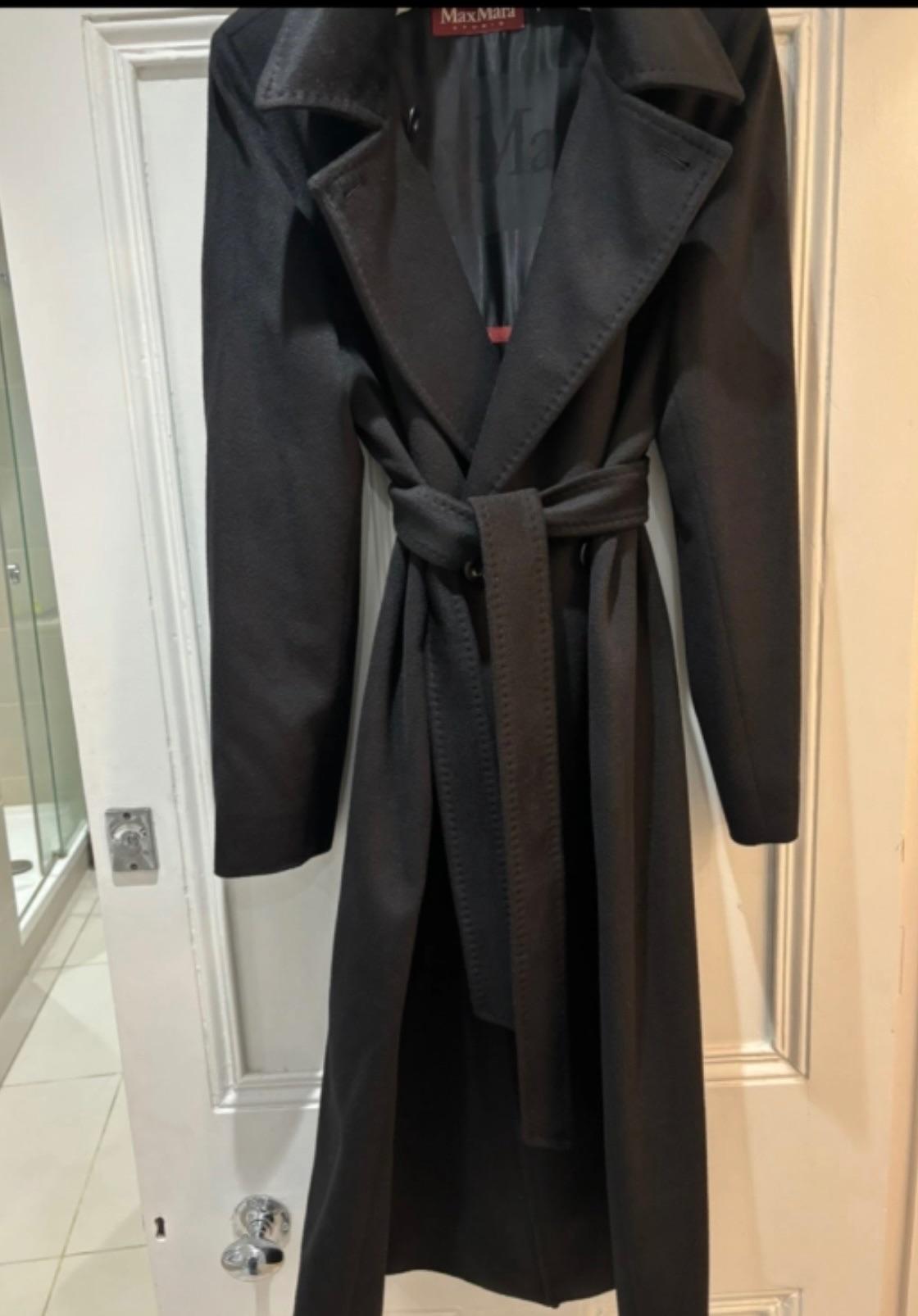 Black Wool Belted Coat