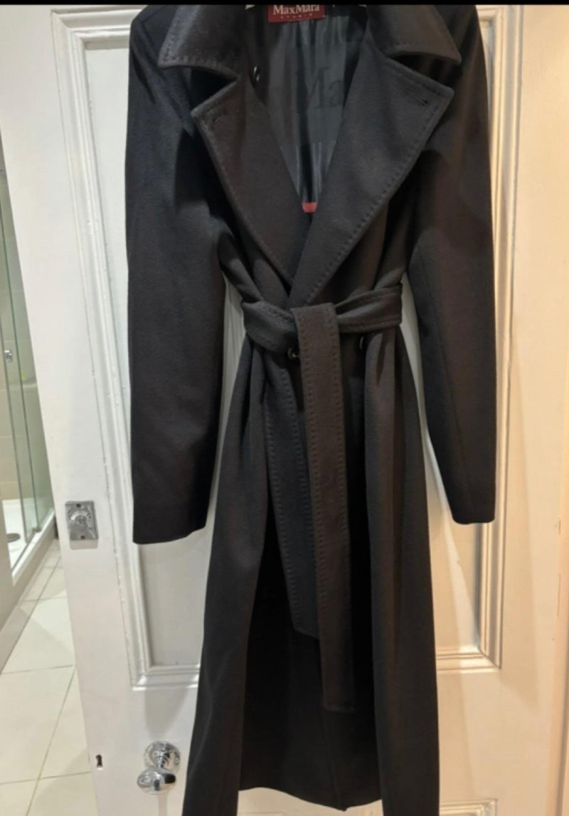 Black Wool Belted Coat