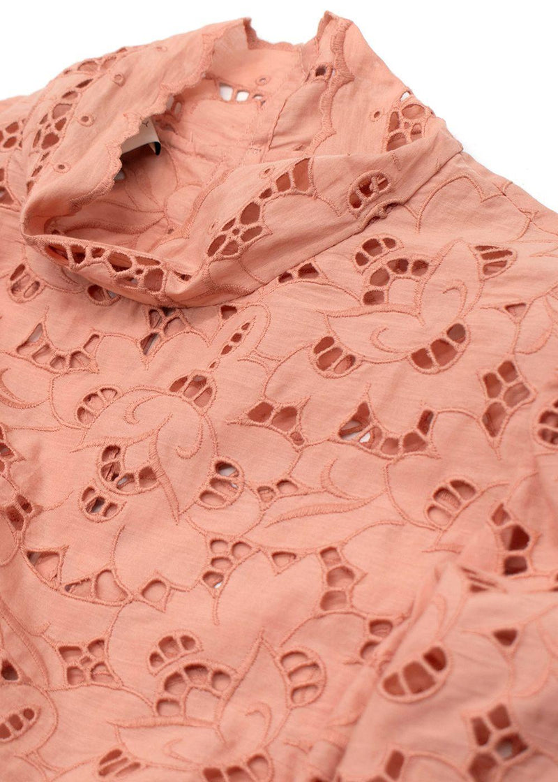 Stella McCartney Salmon Pink Broidere Anglais Blouse