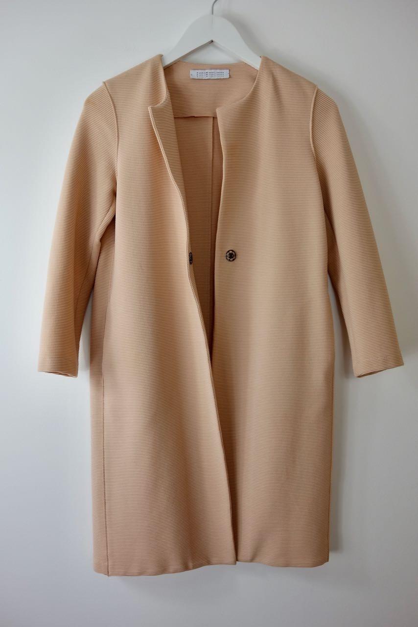 Pink Cotton Collarless Coat