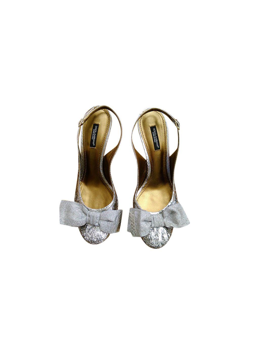 Silver lurex slingback heeled pumps
