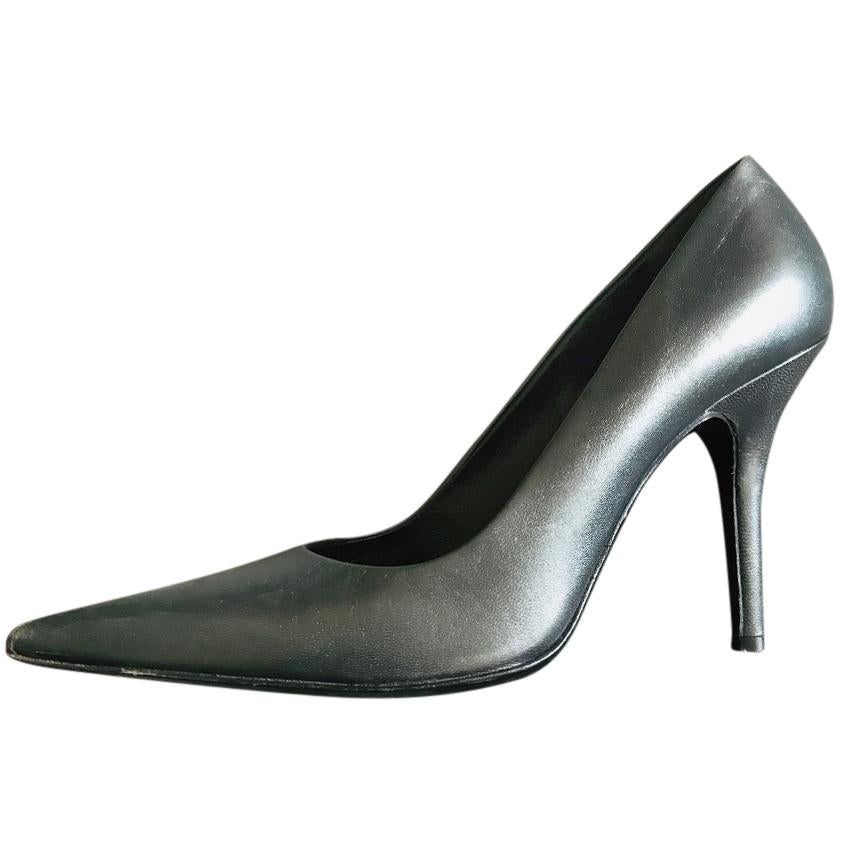 Helmut Lang Leather Pewter Pumps