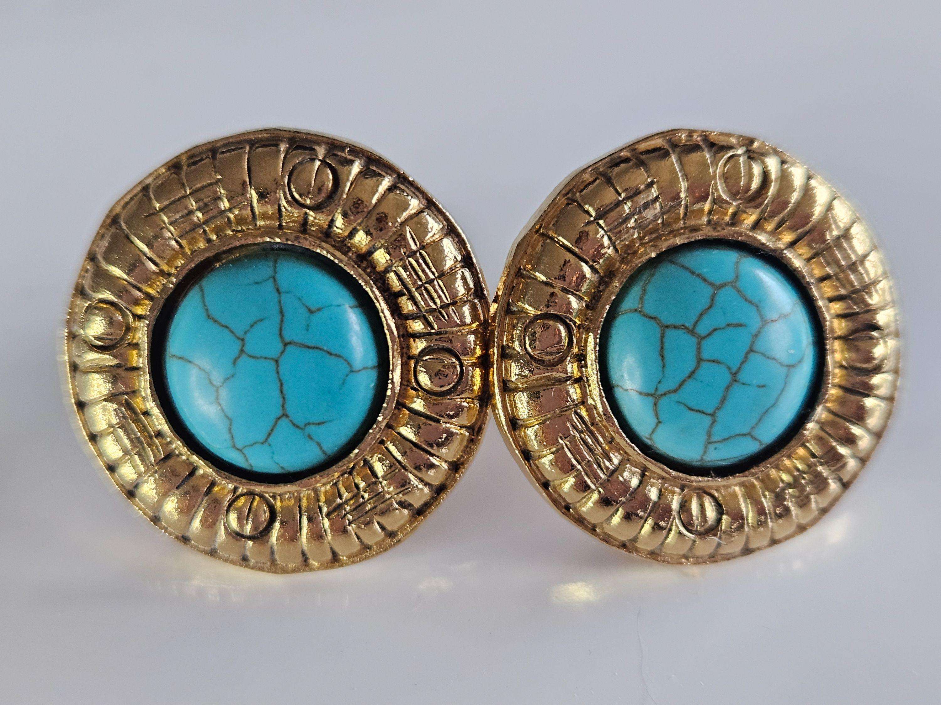 Chanel Vintage Cabochon Clip Earrings