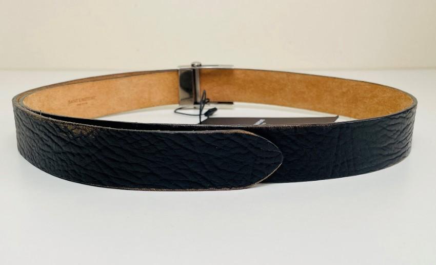 Saint Laurent Bellechasse Textured Leather Belt