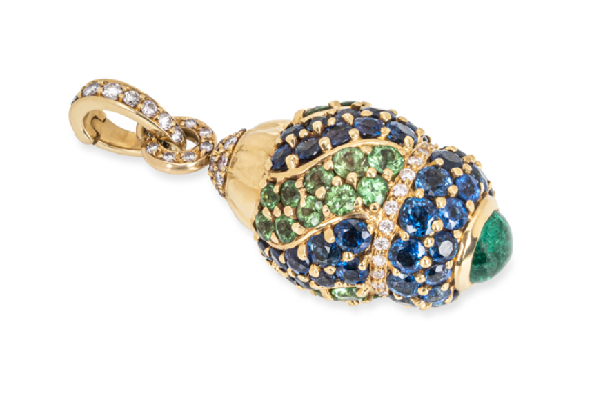 18ct Yellow Gold Diamond & Sapphire Pendant