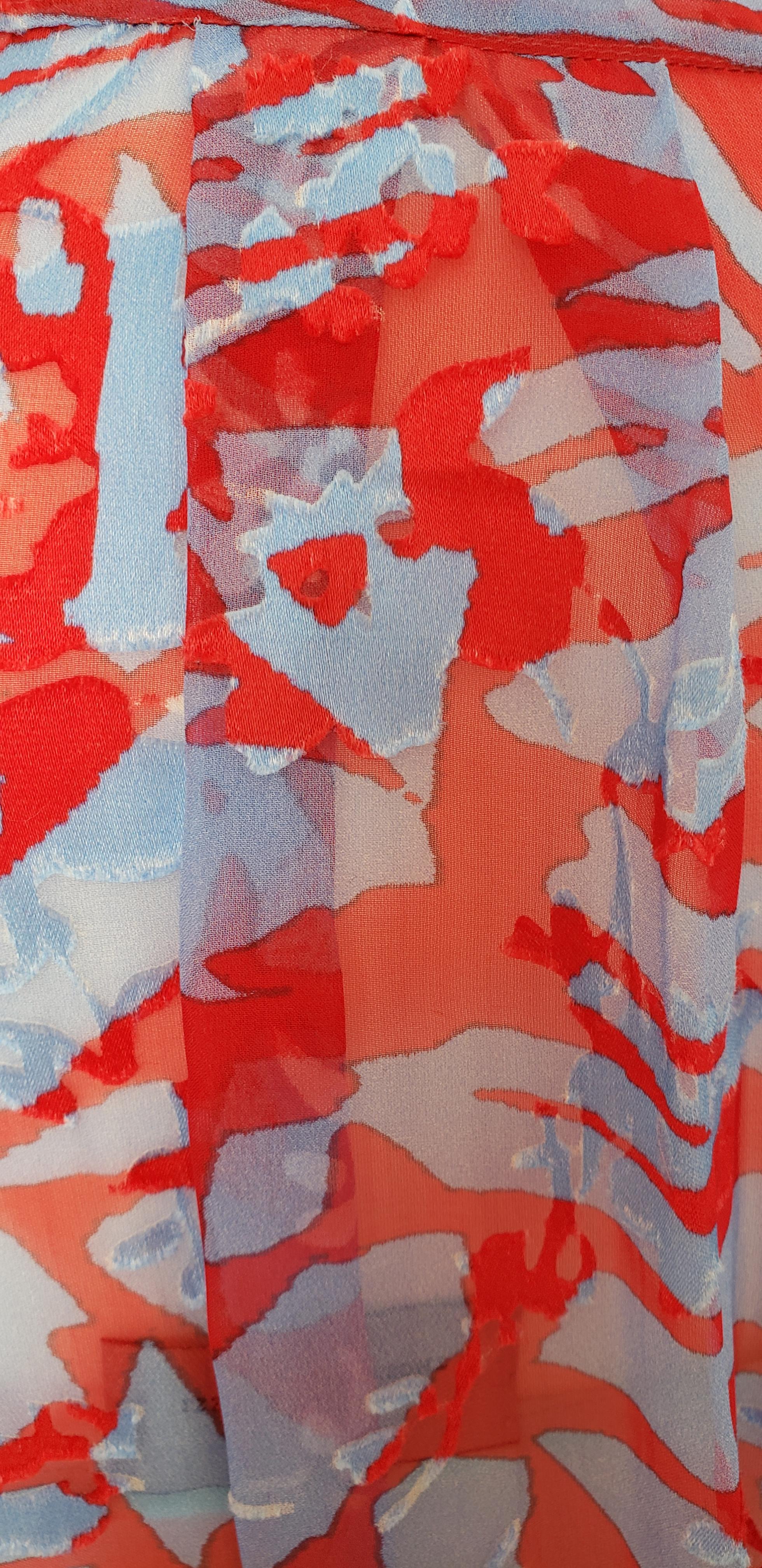 Preen By Thornton Bregazzi Silk Red & Blue Asymmetric Dress