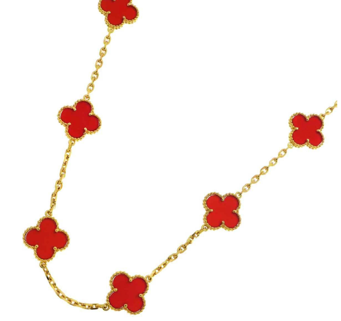 Van Cleef & Arpels Red Carnelian Vintage Alhambra Necklace
