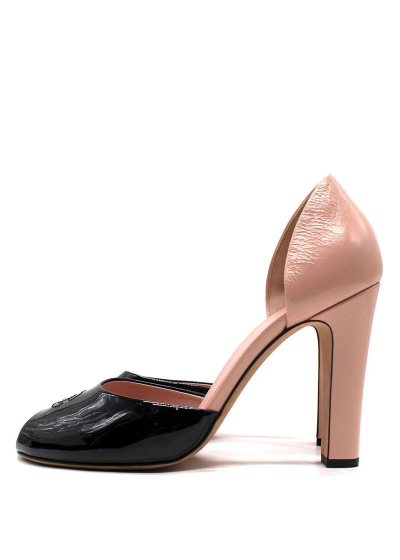 Chanel Bi-colour Peep Toe Patent Leather Heels