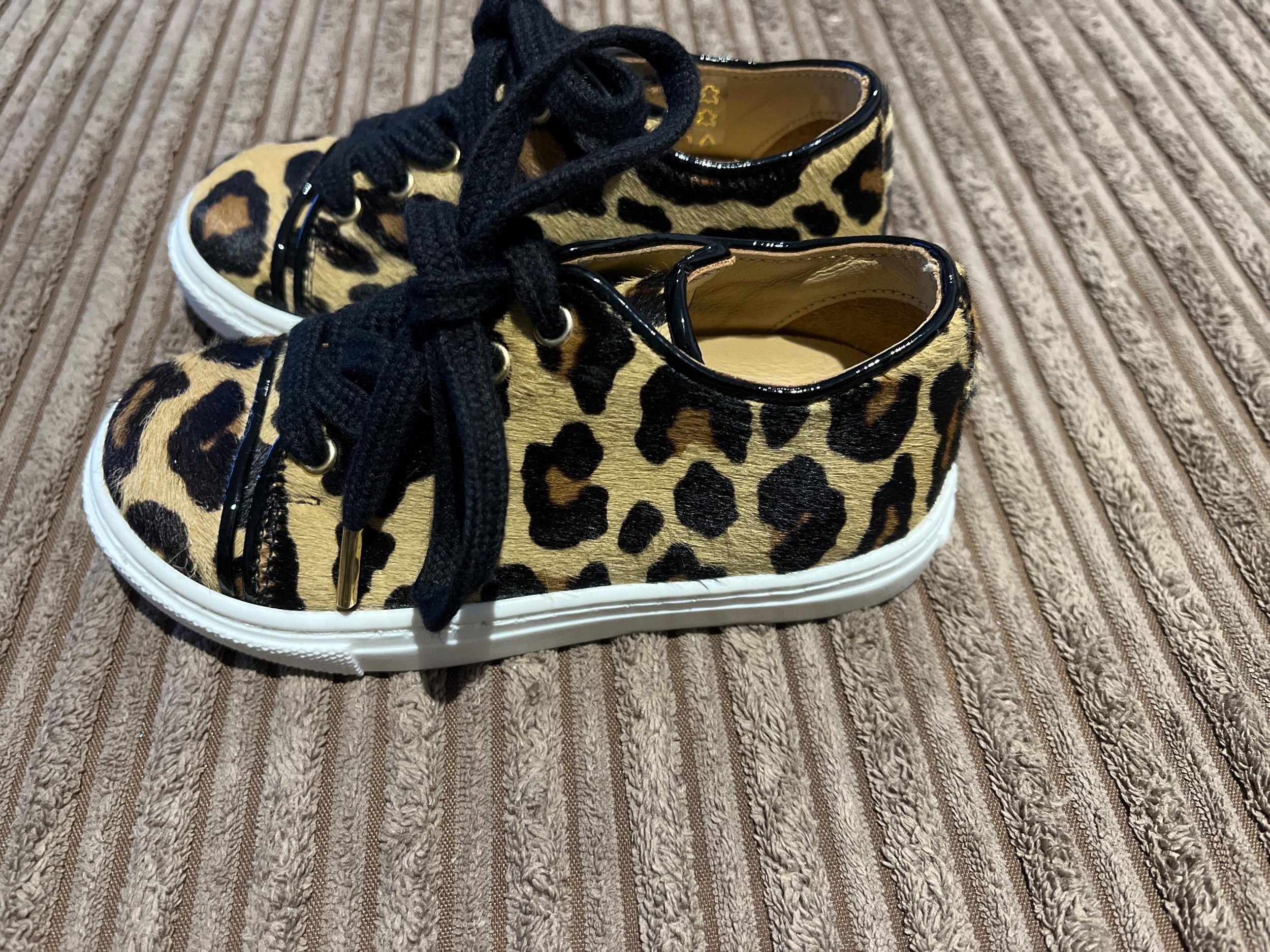 Leopard print calf hair trainers
