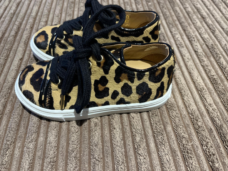Leopard print calf hair trainers