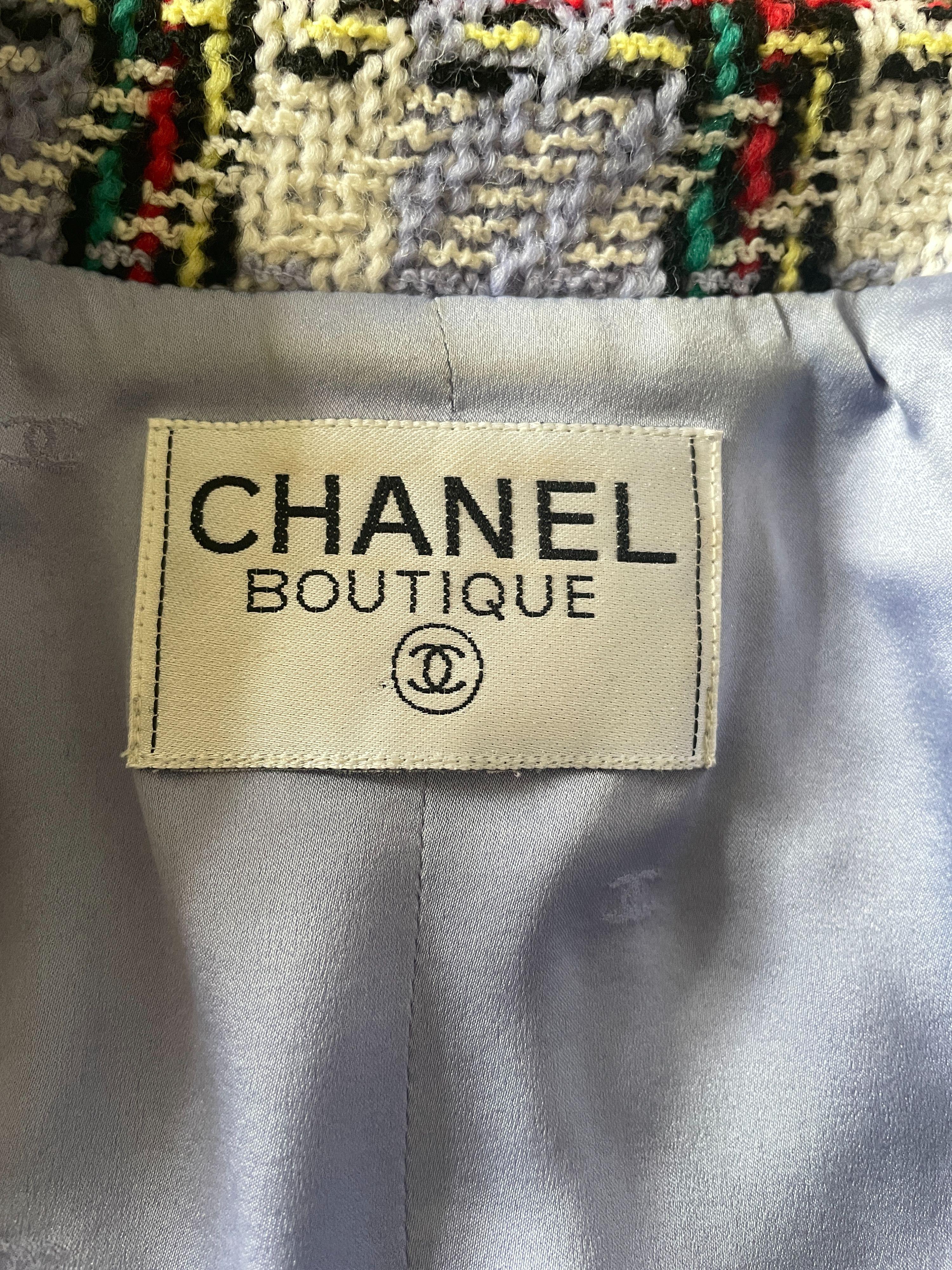 Chanel Lilac Checked Tweed Single Breasted Blazer