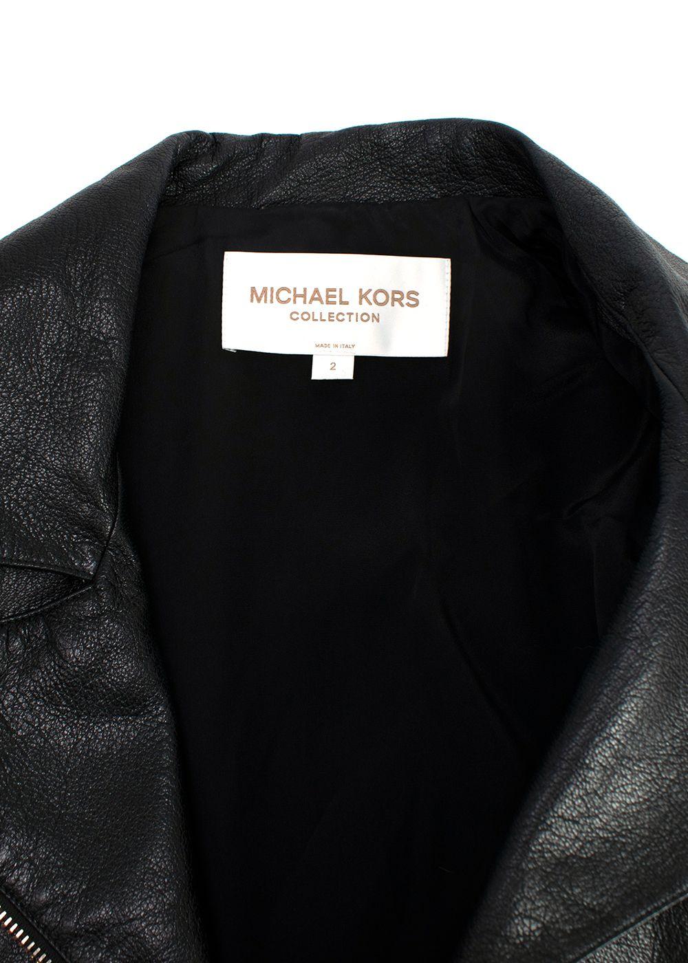 Michael Kors Collection Black Leather Biker Jacket