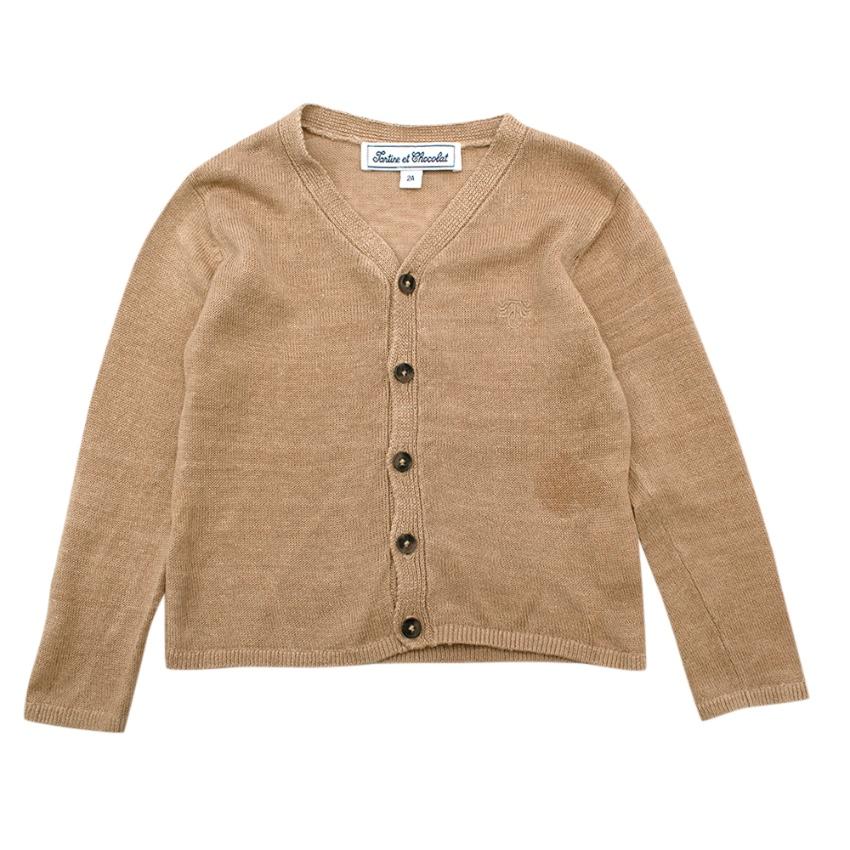 Tartine et Chocolat Cream Linen Knit Cardigan