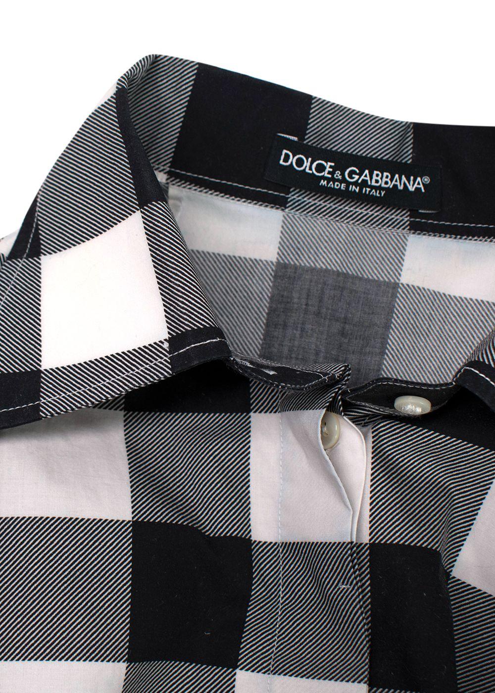 Dolce & Gabbana Black and White Check Short Sleeve Shirt