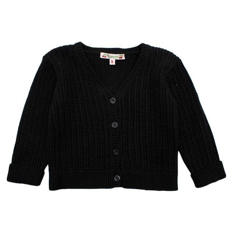 Bonpoint Dark Grey Knitted Cotton Cardigan
