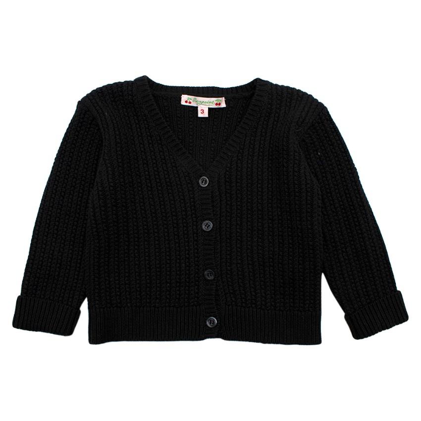 Bonpoint Dark Grey Knitted Cotton Cardigan