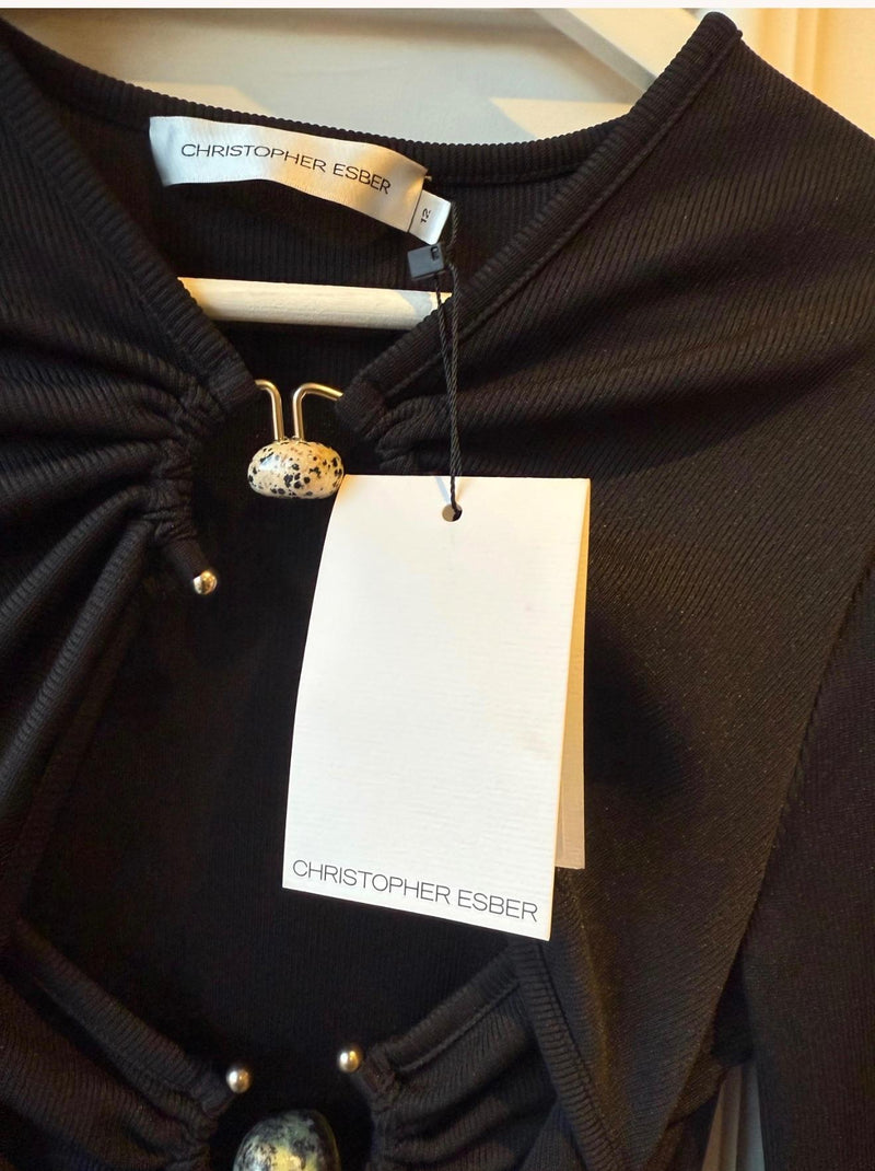 Christoper Esber Black Jersey Cut Out Dress
