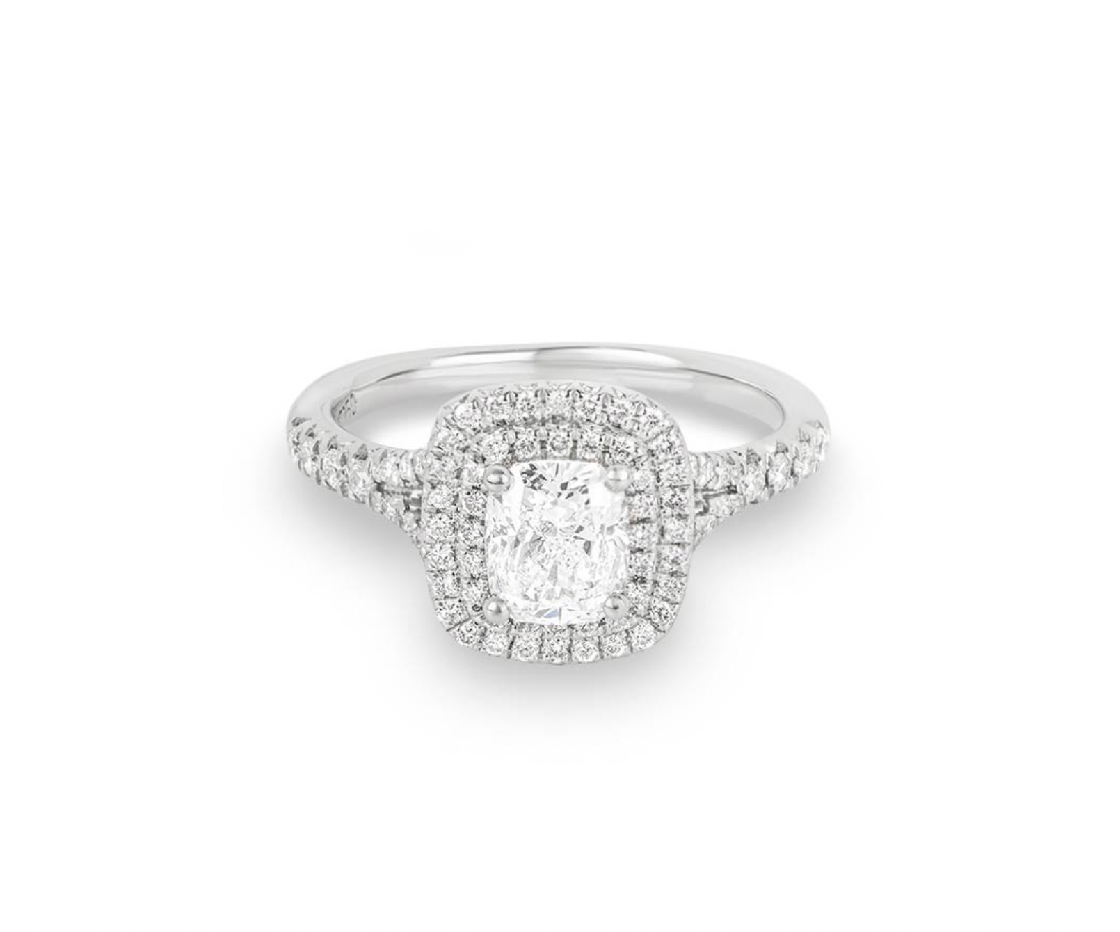 platinum & white diamond cushion cut engagement ring 1.01ct 51.5EU
