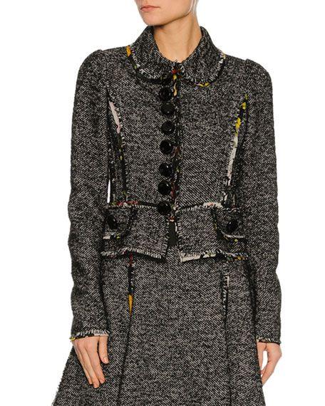 Floral Trimmed Tweed Skirt