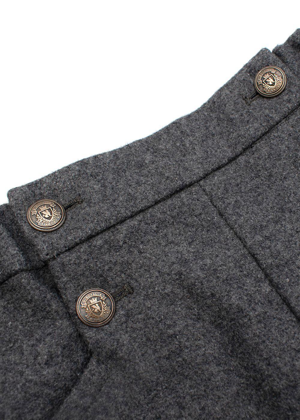 Kids 10Y Grey Wool Button Down Shorts