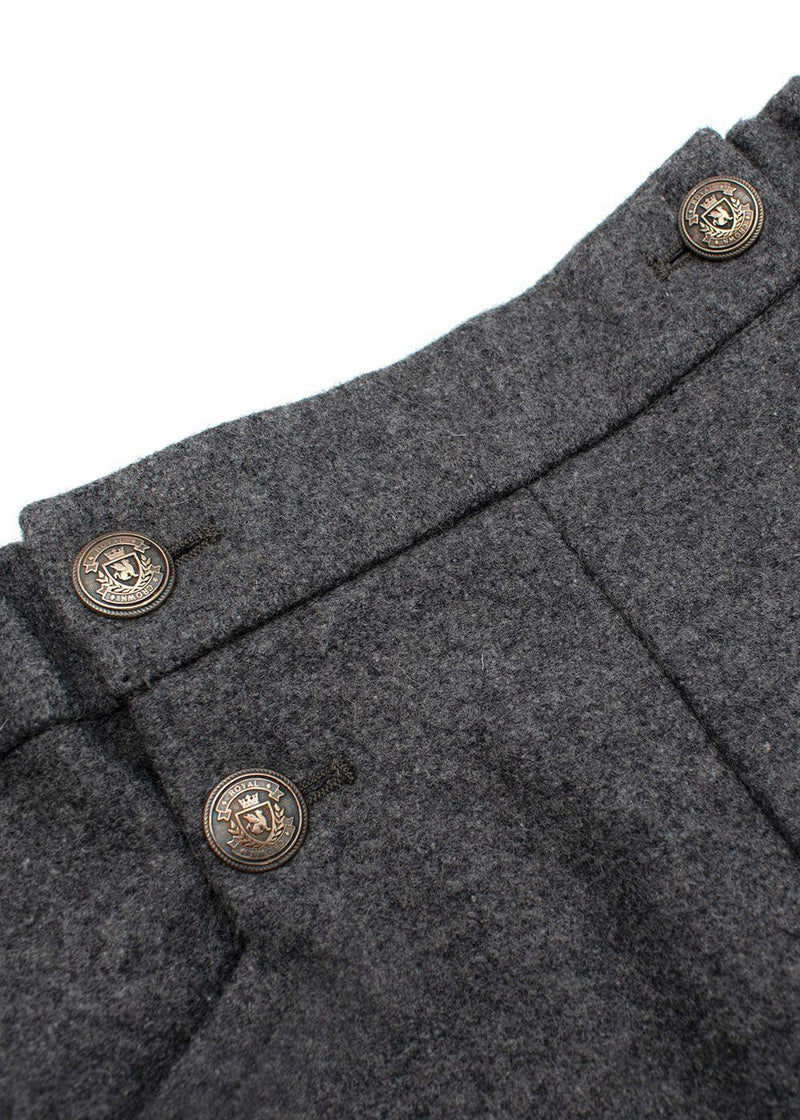 Kids 10Y Grey Wool Button Down Shorts
