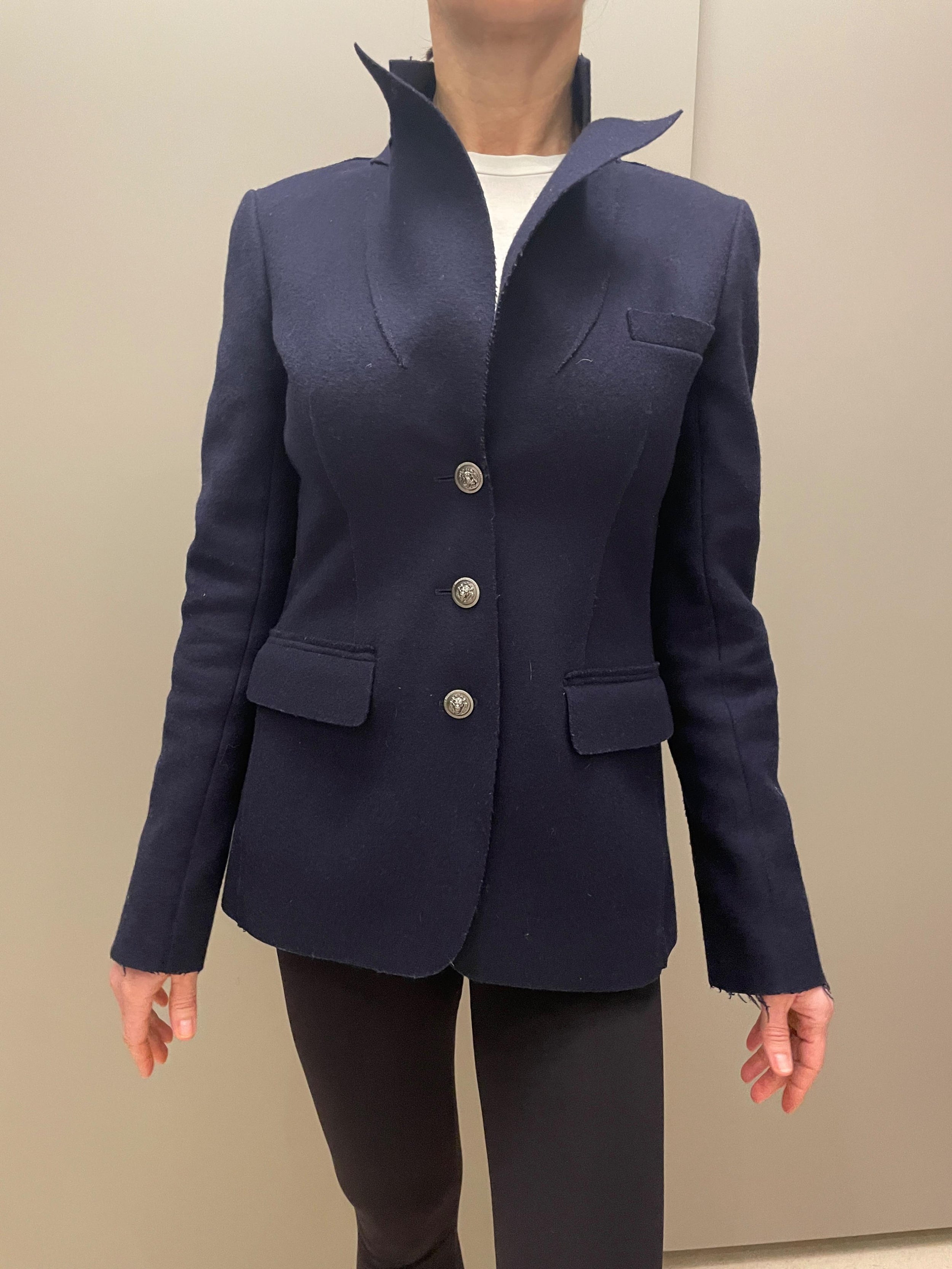 Navy Blue Classic Wool Blazer