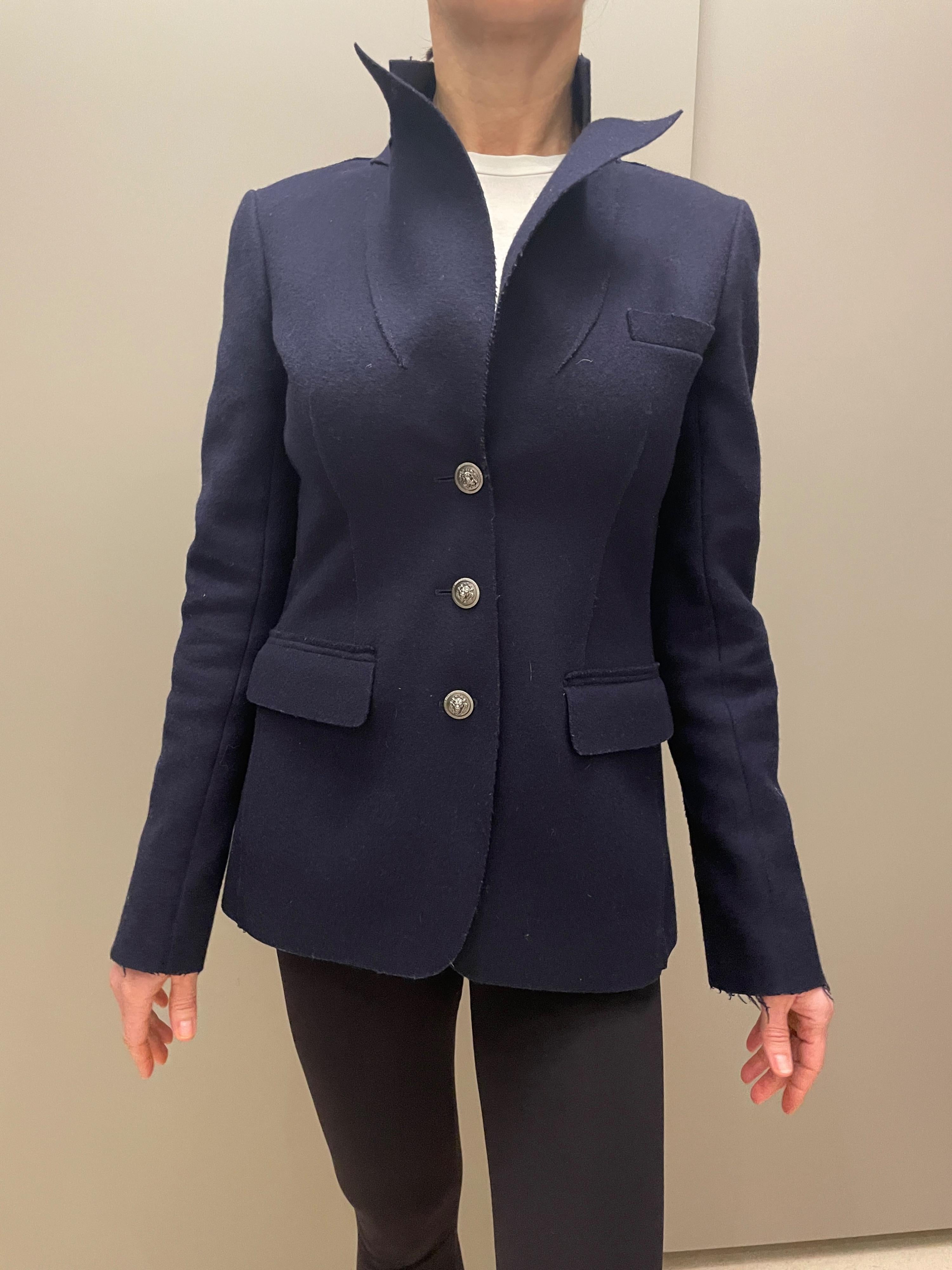 Navy Blue Classic Wool Blazer