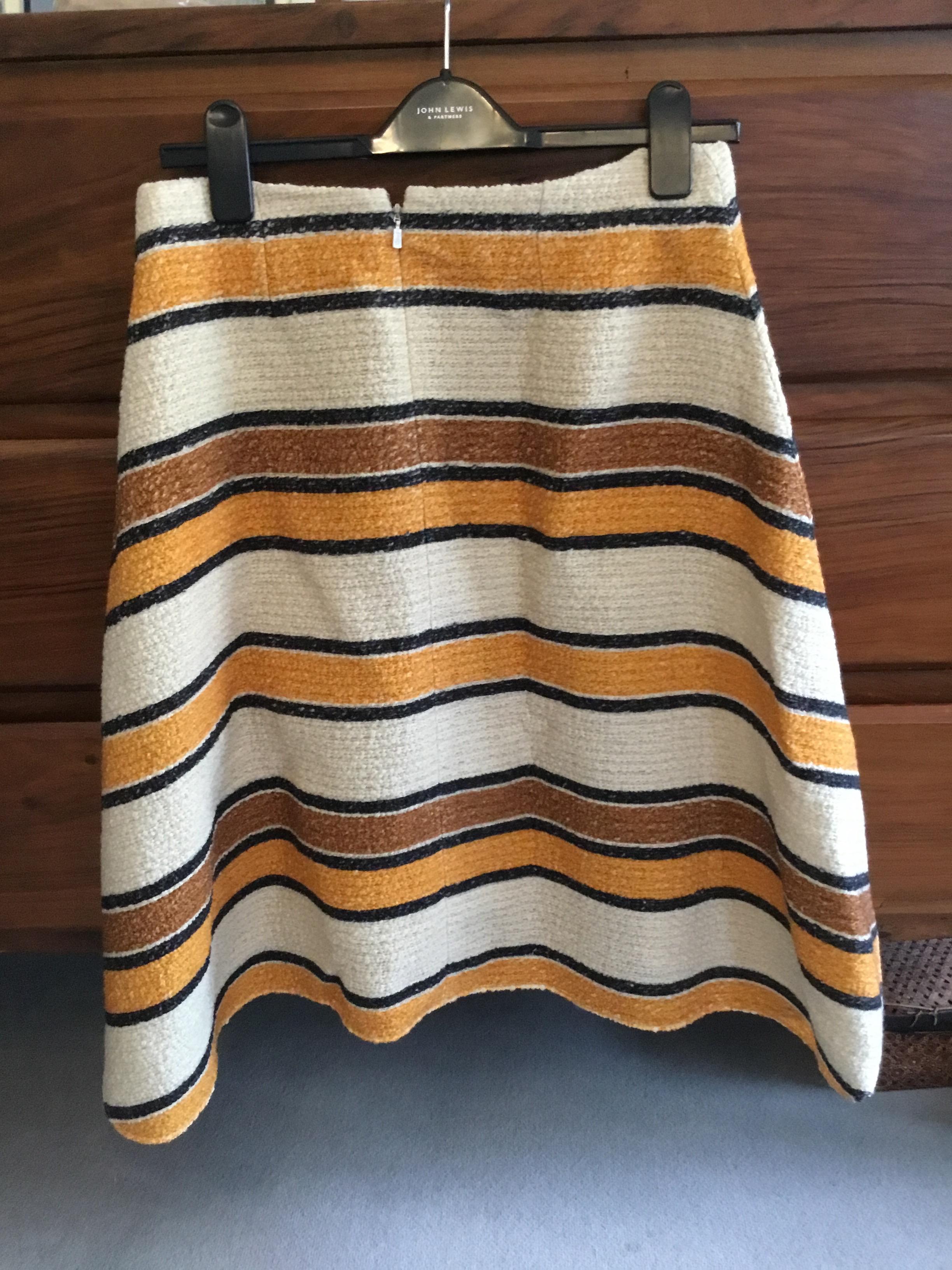 Asymmetrical Striped Wool Skirt