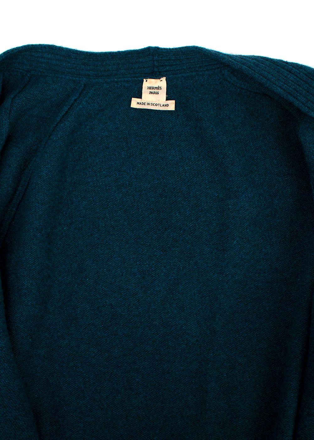 Hermes Teal Cashmere Longline Cardigan