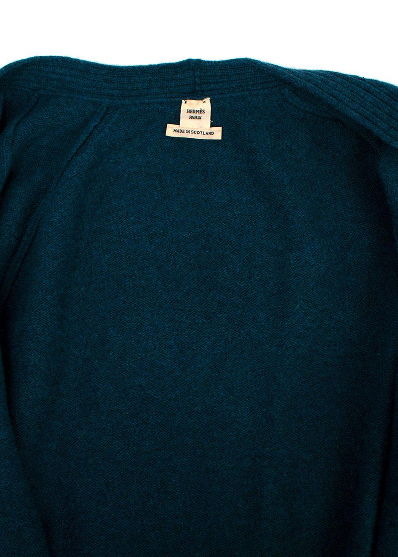 Hermes Teal Cashmere Longline Cardigan