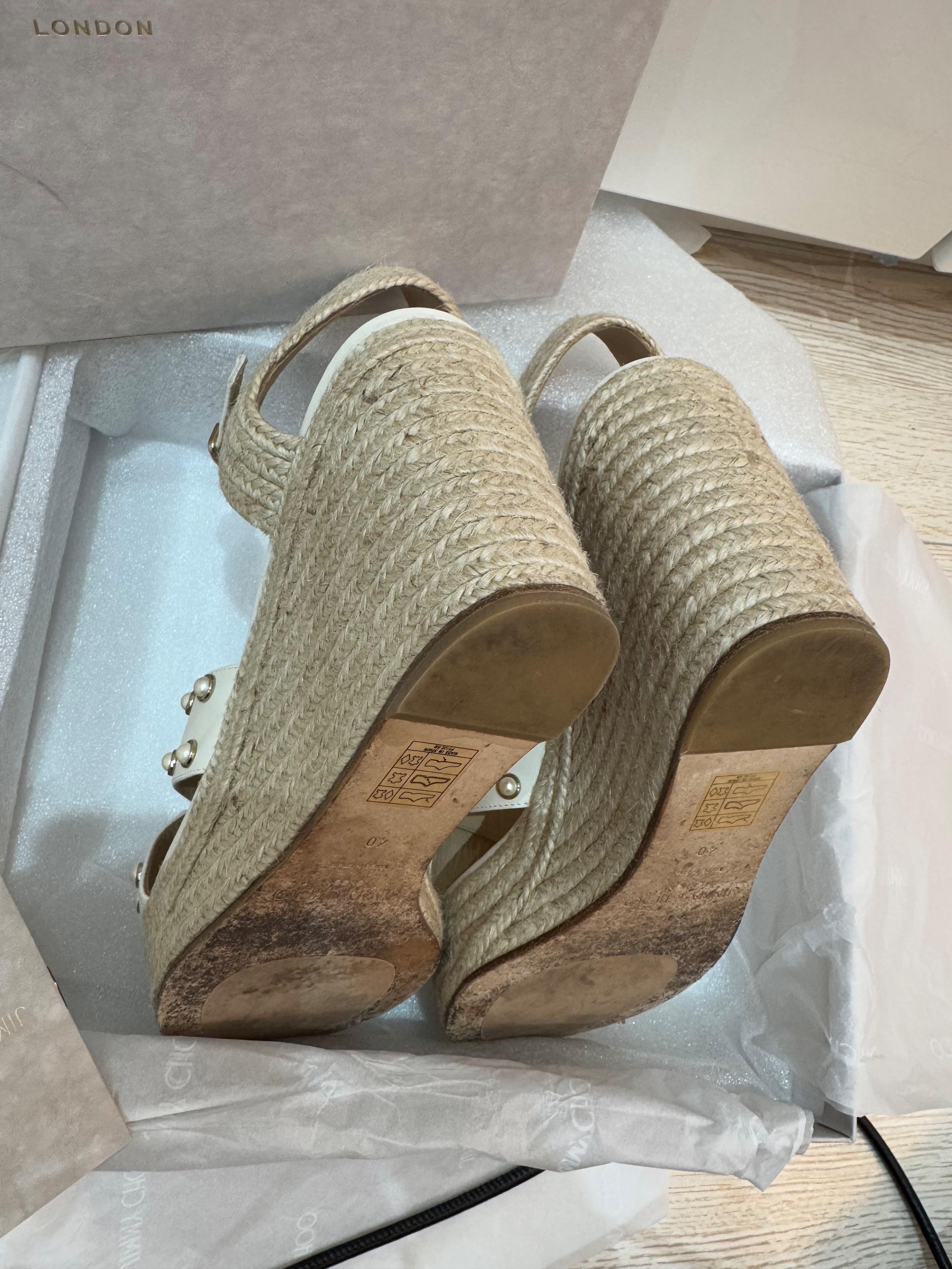 Jimmy Choo Dellena Cream Wedges
