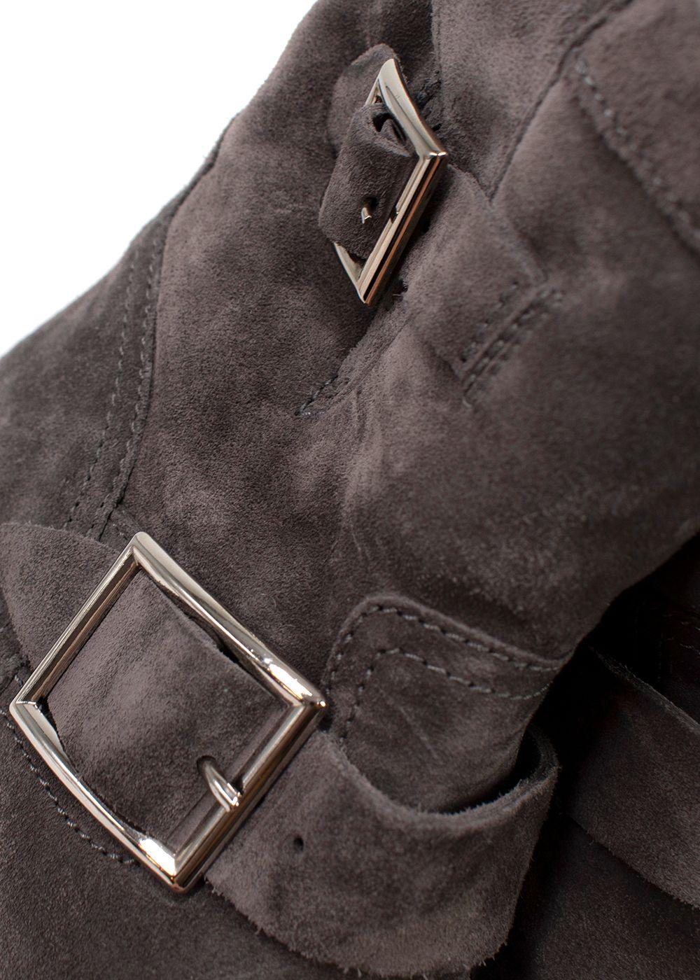 Jimmy Choo Grey Suede Youth II Buckled Suede Ankle Boots
